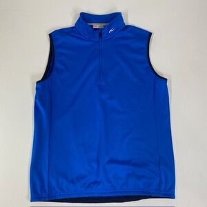 KJUS Mens Blue‎ Golf Vest 52L Lightweight Quarter Zip Sleeveless Jacket